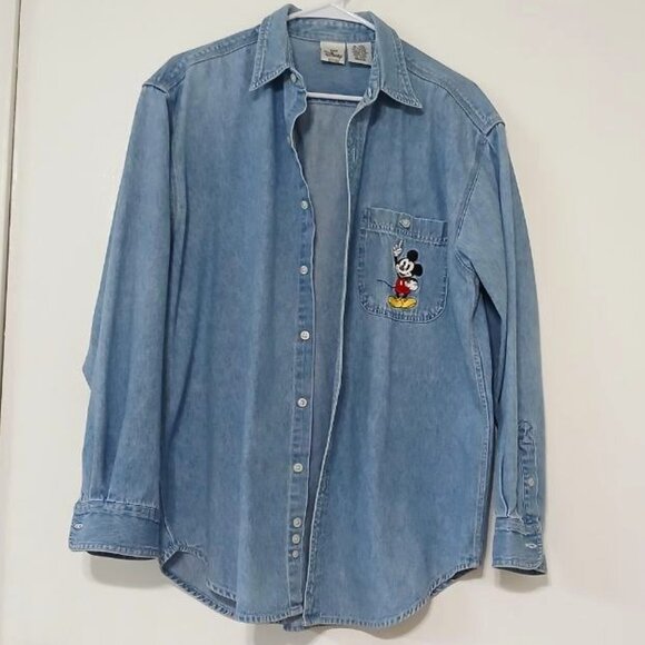 The Disney Store Other - The Disney Store Mickey Mouse Embroidered Denim Shirt – 100% Cotton, Size M